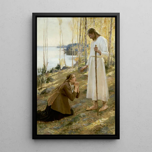 Christ et Marie-Madeleine - Albert Edelfelt — framed artwork on a wall