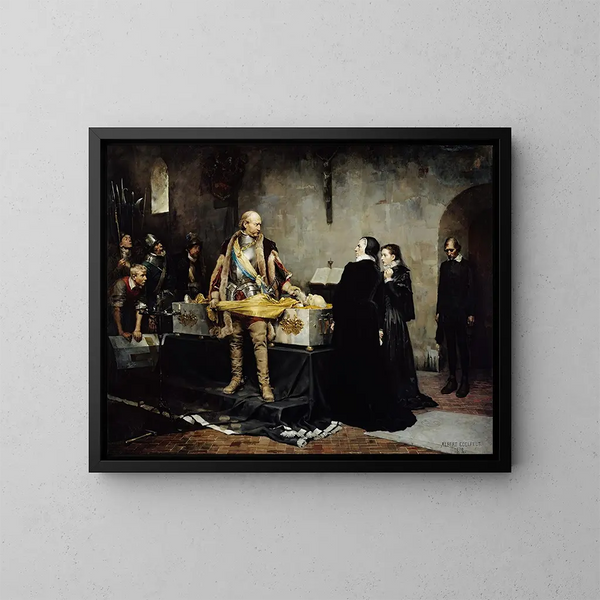 The Duke Karl insulting Klaus Fleming's body - Albert Edelfelt — framed artwork on a wall