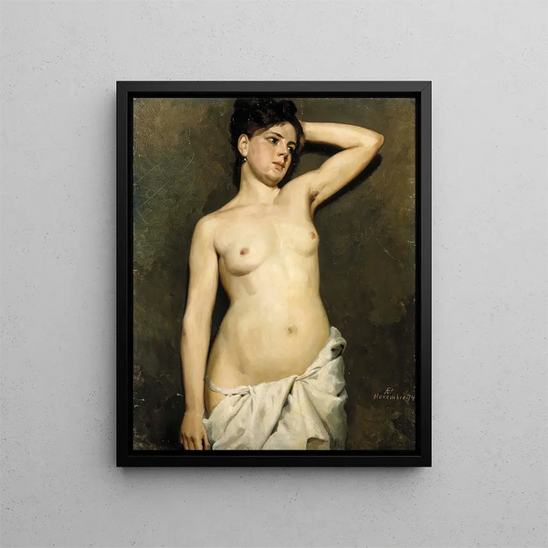 Study of female nude - Albert Edelfelt — framed artwork on a wall
