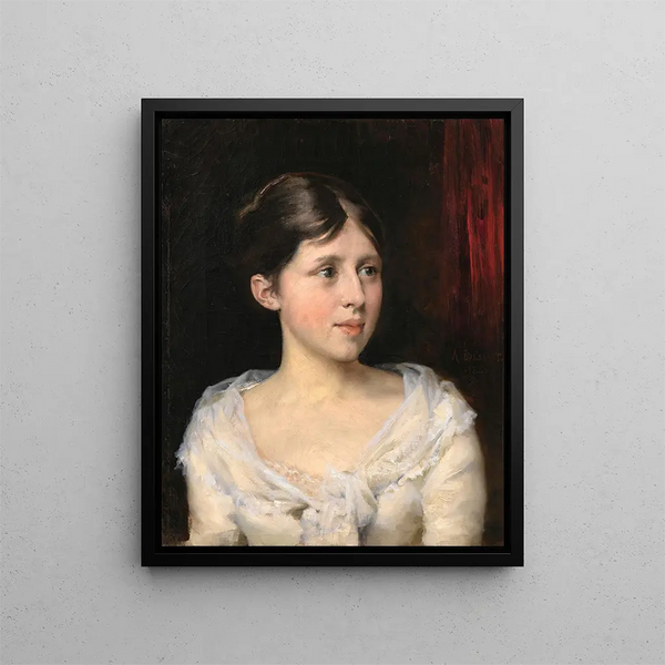 Girl in White Dress - Albert Edelfelt — framed artwork on a wall
