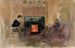 Interior painting of the artist's villa in Kilo, Erik sitting near the stove - Albert Edelfelt — artwork view