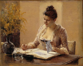 Dame écrivant une lettre - Albert Edelfelt — artwork view