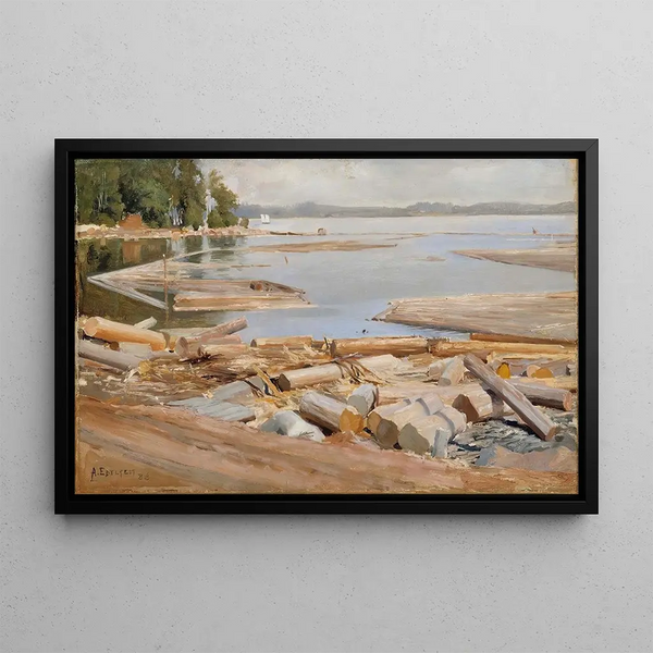 Radeau de bois - Albert Edelfelt — framed artwork on a wall