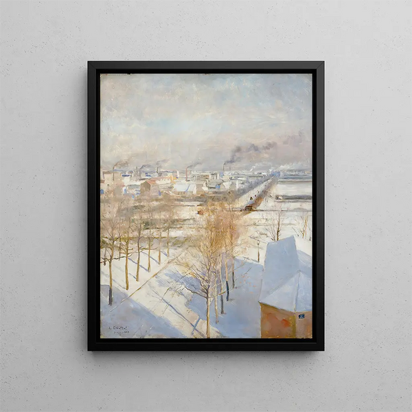 Paris under the snow - Albert Edelfelt — framed artwork on a wall