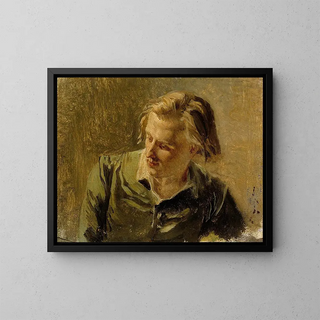 Portrait of a Young Man - Albert Edelfelt — framed artwork on a wall