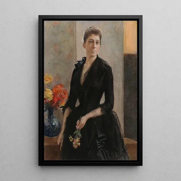 Portrait of Mme Weissgerber de Stragewicz later Mme R Berenger - Albert Edelfelt — framed artwork on a wall