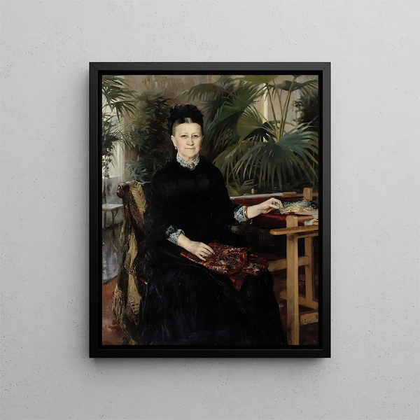 Portrait of Mrs. Anna Sinebrychoff - Albert Edelfelt — framed artwork on a wall