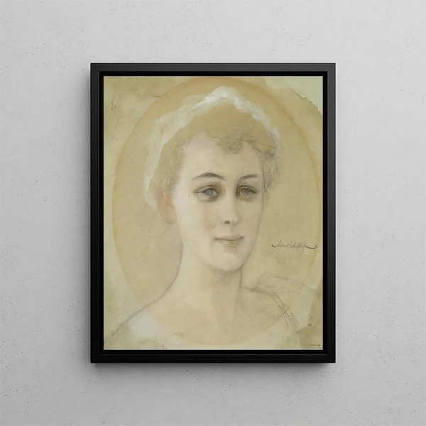 Portrait Study Of Baroness Naomi Emi De La Chapelle - Albert Edelfelt — framed artwork on a wall