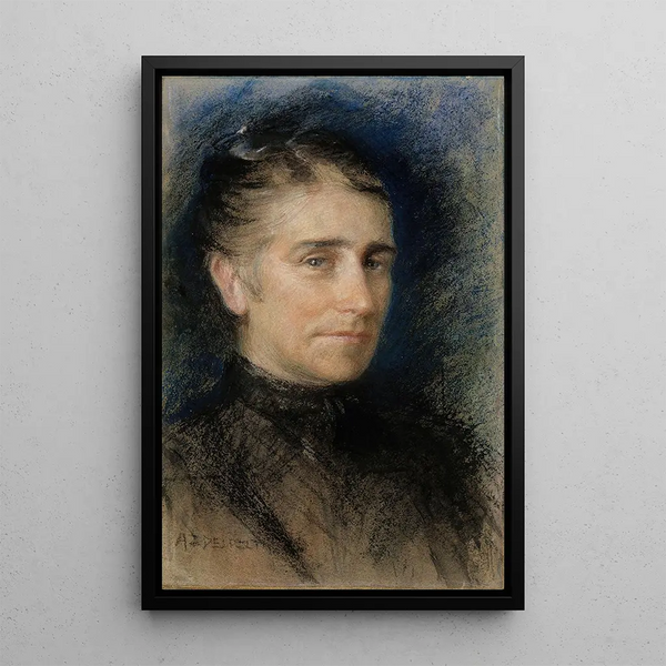 Portrait of Mrs. Emilie Krohn - Albert Edelfelt — framed artwork on a wall
