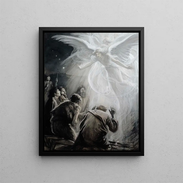 Revelation of angels to shepherds - Albert Edelfelt — framed artwork on a wall