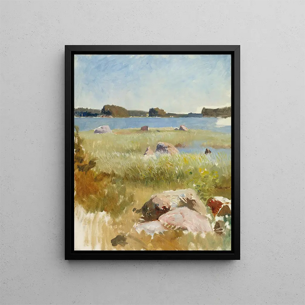 the Unfinished Archipelago Landscape - Albert Edelfelt — framed artwork on a wall