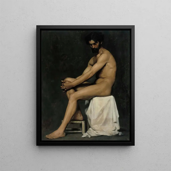 a seated man - Albert Edelfelt — framed artwork on a wall