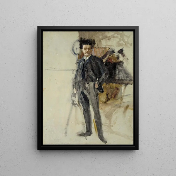 Self-portrait Sketch - Albert Edelfelt — framed artwork on a wall