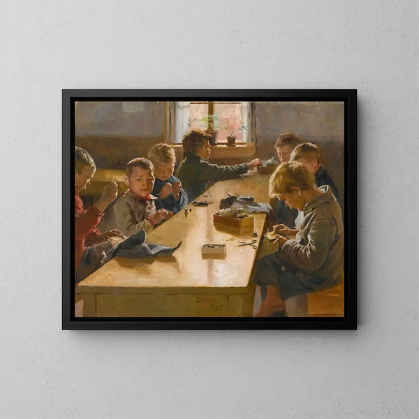 L'atelier des garçons à Helsinki - Albert Edelfelt — framed artwork on a wall