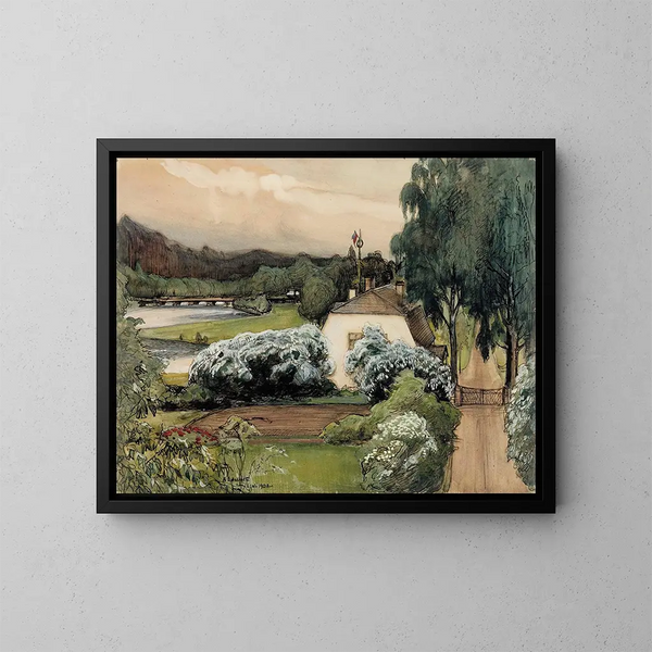 La maison des intendants au manoir de Saari - Albert Edelfelt — framed artwork on a wall