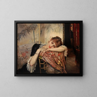 La Parisienne Virginie - Albert Edelfelt — framed artwork on a wall