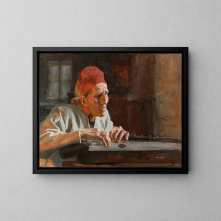 The Poet Larin Paraske - Albert Edelfelt — framed artwork on a wall