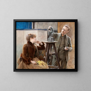 The Sculptor Ville Vallgren and His Wife - Albert Edelfelt — framed artwork on a wall