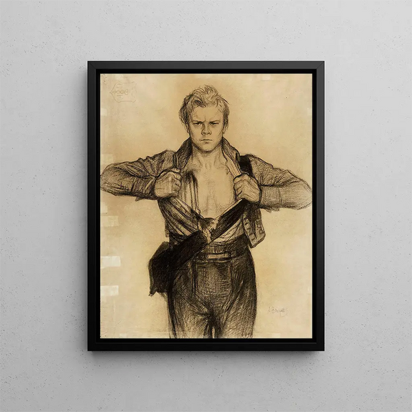 The wounded soldier from the Döbeln at Jutas poem - Albert Edelfelt — framed artwork on a wall