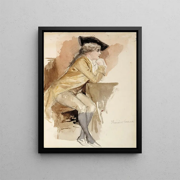 Thérèse Lainville dressed as in the 18th century - Albert Edelfelt — framed artwork on a wall