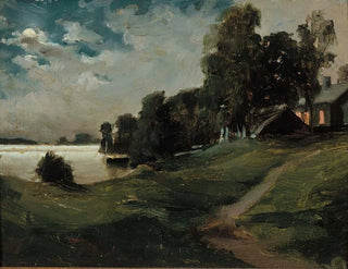 Villa at Haikko in the moonlight - Albert Edelfelt — artwork view