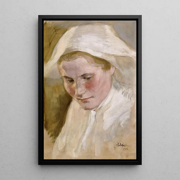 Head of Woman - Albert Edelfelt — framed artwork on a wall