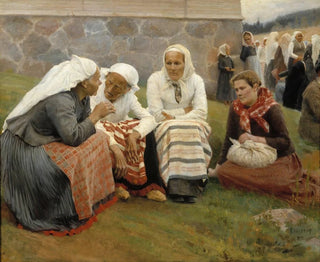 Women in front of the church of Ruokolahti - Albert Edelfelt — artwork view