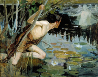 Young man and a mermaid (sketch) - Albert Edelfelt — artwork view
