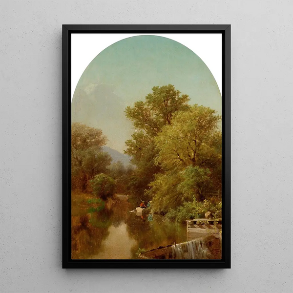 River landscape painting - Albert Fitch Bellows — framed artwork on a wall
