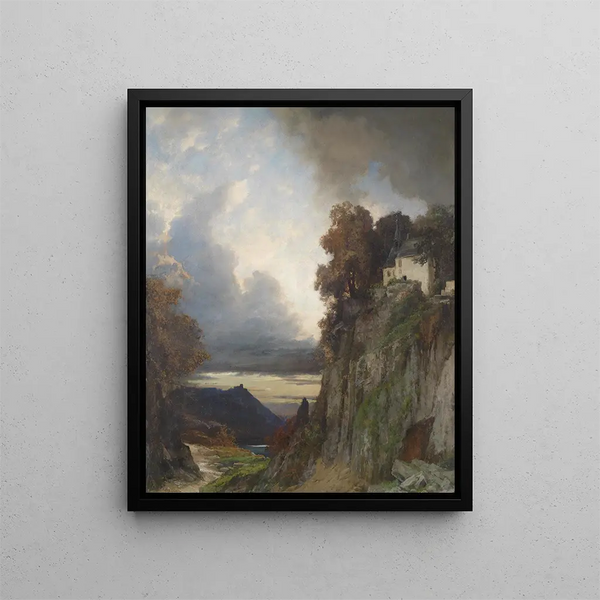 Nighttime Atmosphere on the Rhine - Albert Flamm — framed artwork on a wall