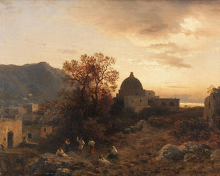 Atmosphère du soir sur la côte italienne avec des figures dansantes - Albert Flamm — artwork view