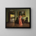 Young lady putting on a pearl necklace - Albert Friedrich Schröder — framed artwork on a wall