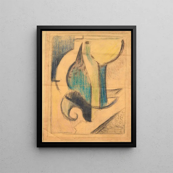 Nature morte avec bouteille étude - Albert Gleizes — framed artwork on a wall