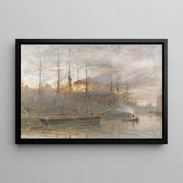 Les docks de Bristol - Albert Goodwin — framed artwork on a wall