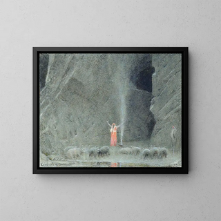 Circe and the Pigs - Albert Goodwin — framed artwork on a wall