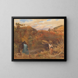 The Prince Camaralzaman Observing the Talisman Thief - Albert Goodwin — framed artwork on a wall
