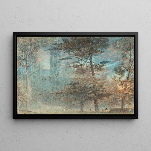 Salisbury Close Painting - Albert Goodwin — framed artwork on a wall