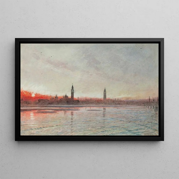 Sunset in Venice - Albert Goodwin — framed artwork on a wall