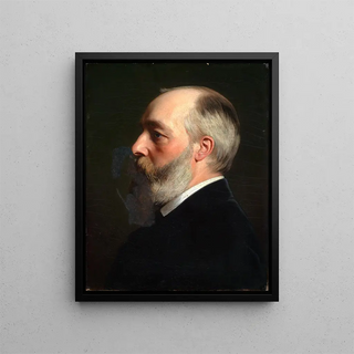 Portrait painting of the artist Ernst Kunde - Albert Gréfle — framed artwork on a wall