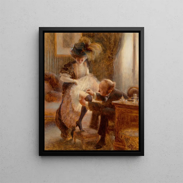 Raising her petticoat - Albert Guillaume — framed artwork on a wall