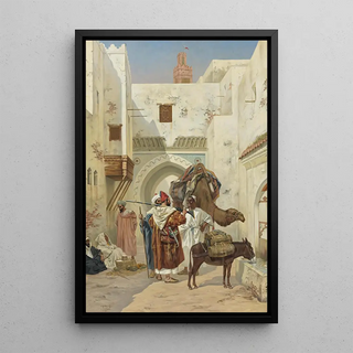 Reproduction of the painting A gathering outside the city walls - Albert Joseph Franke