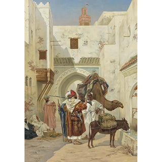 Reproduction of the painting A gathering outside the city walls - Albert Joseph Franke