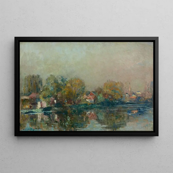 Amiens riverbanks - Albert Lebourg — framed artwork on a wall