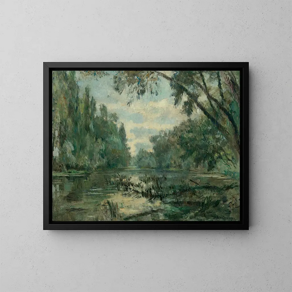 Banks of the Iton near Hondouville-sur-Iton - Albert Lebourg — framed artwork on a wall