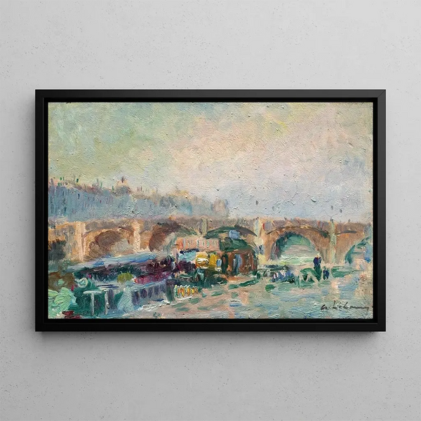 Le Pont de la Tournelle et le quai de Béthune - Albert Lebourg — framed artwork on a wall