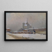 Notre-Dame de Paris painting, snow effect in the evening - Albert Lebourg — framed artwork on a wall