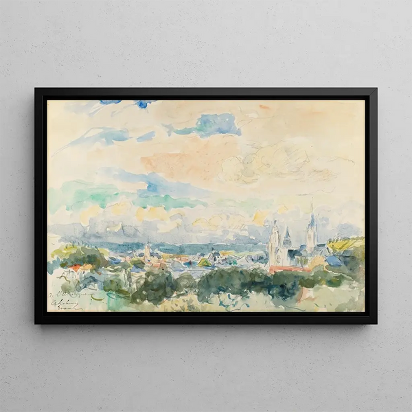 Sketch of a Village - Albert Lebourg — framed artwork on a wall