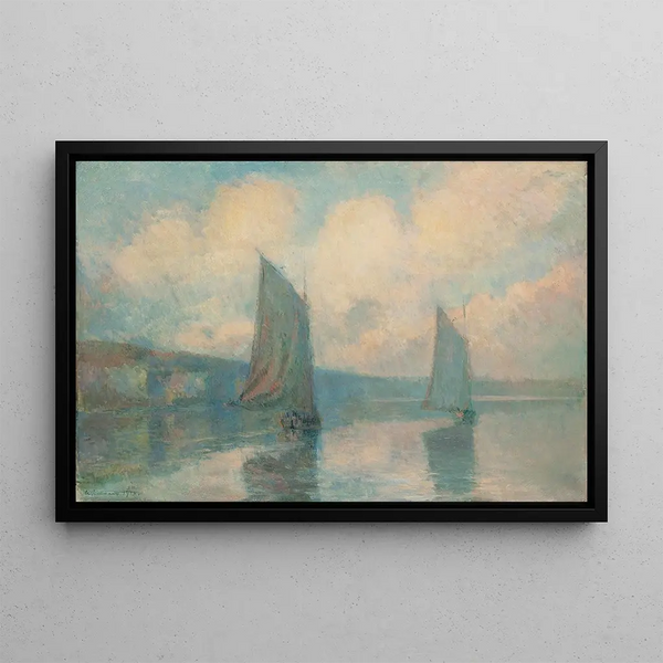Sailboats on the Seine - Albert Lebourg — framed artwork on a wall