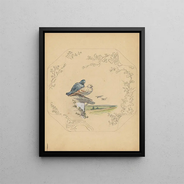 Project of the plan of the Square model with pigeons - Albert Louis Dammouse — framed artwork on a wall
