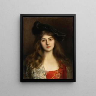 Portrait of a Young Woman - Albert Lynch — framed artwork on a wall